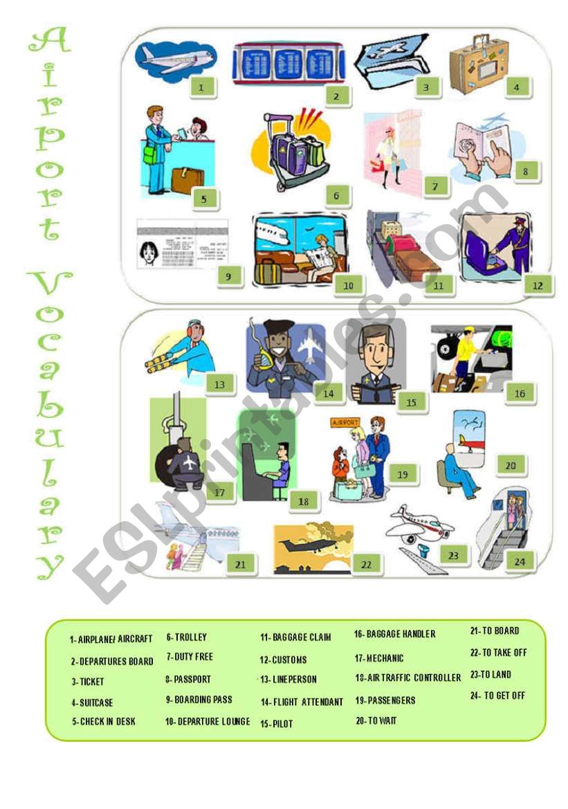 Airport vocabulary worksheet