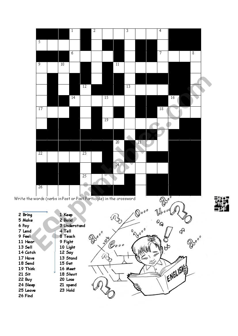 Verbs  in the crossword worksheet