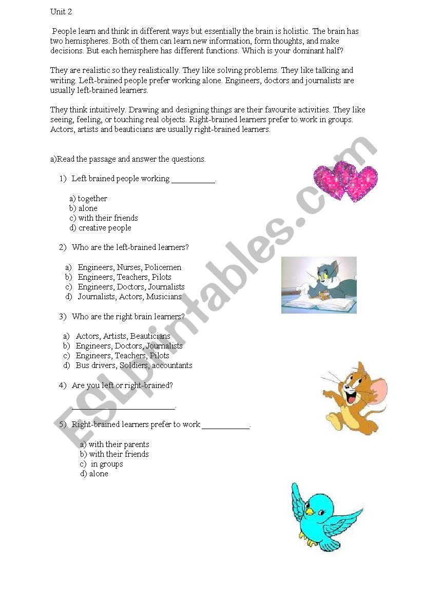 Reading Activity worksheet