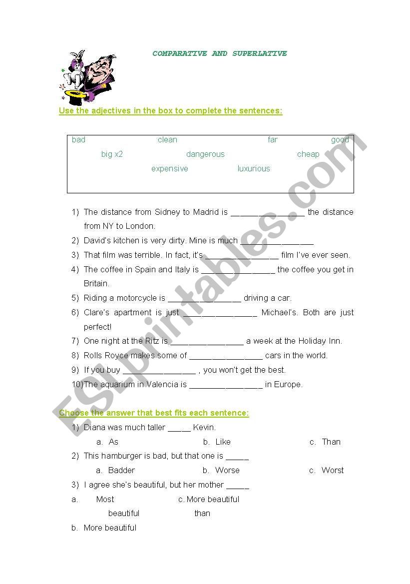 Comparative & Superlative worksheet