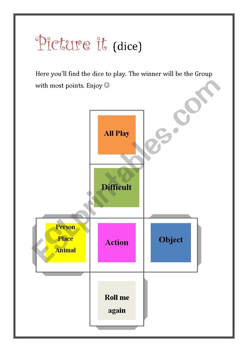 Picture it! (3) Dice worksheet