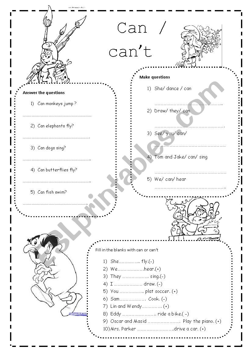 can and cant  worksheet