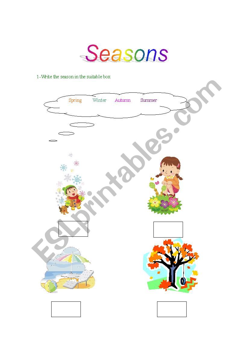 Seasons worksheet