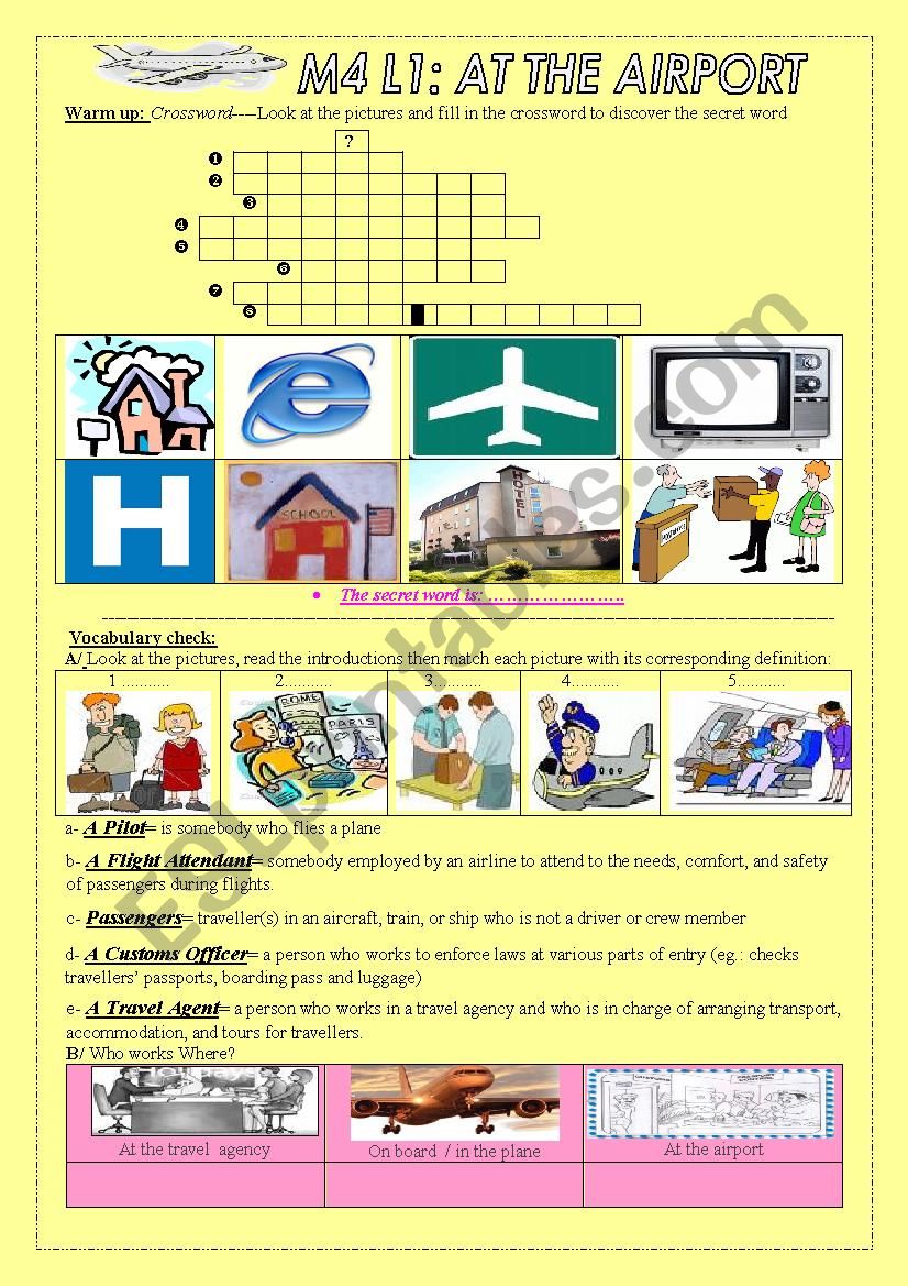 At the airport worksheet