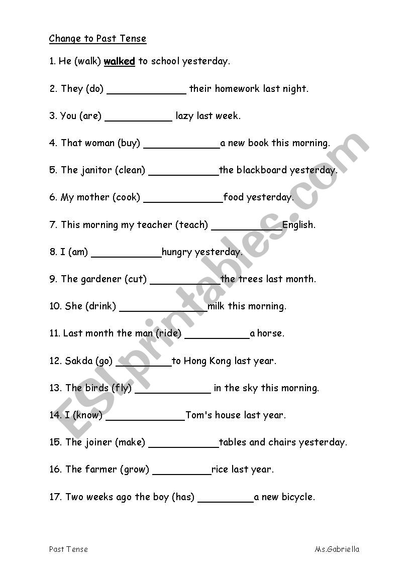 Past Tense worksheet