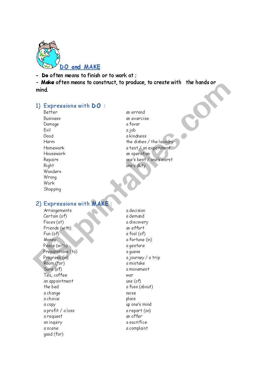 Do & Make worksheet