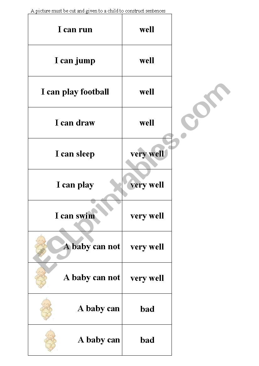 I can_baby_can not worksheet