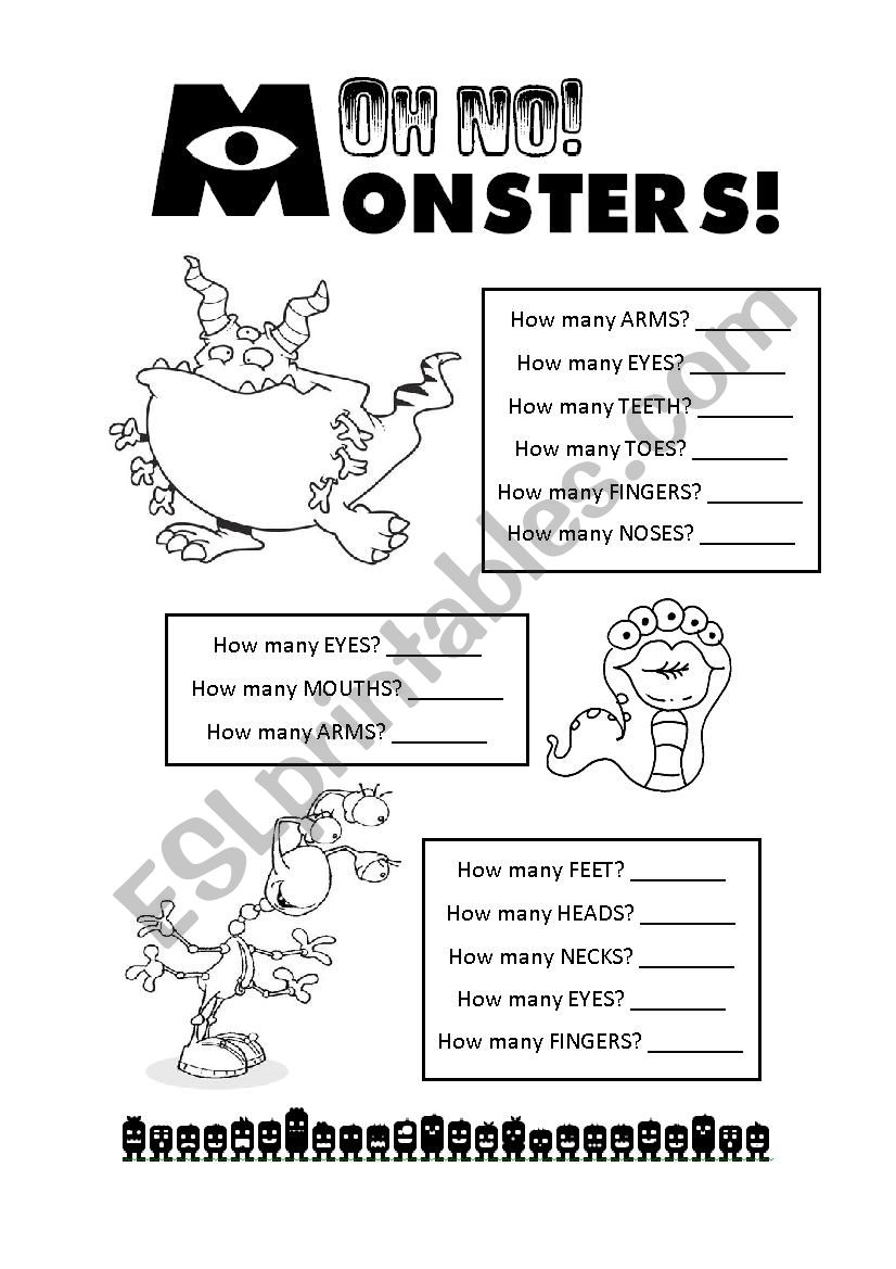 Monsters - body parts and numbers