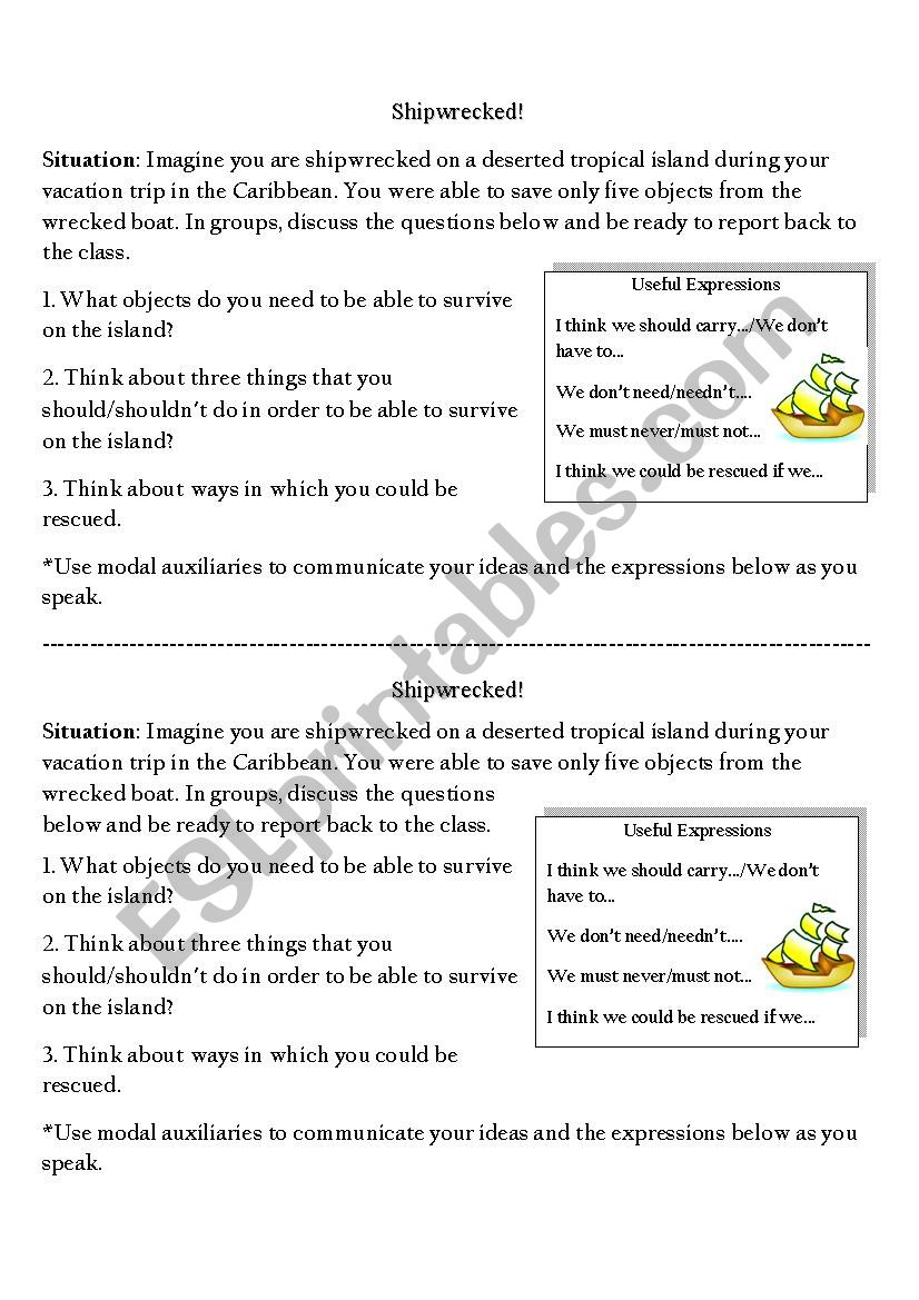Shipwreked! worksheet