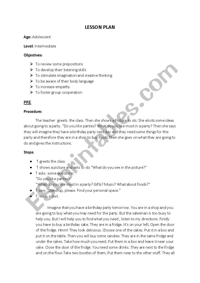 drama activity worksheet