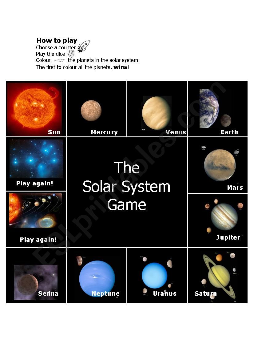 Board Game_ Solar System  worksheet