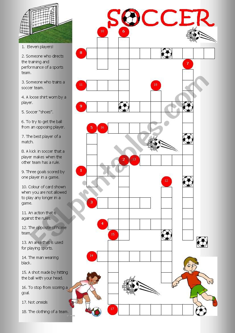 Crossword Soccer worksheet