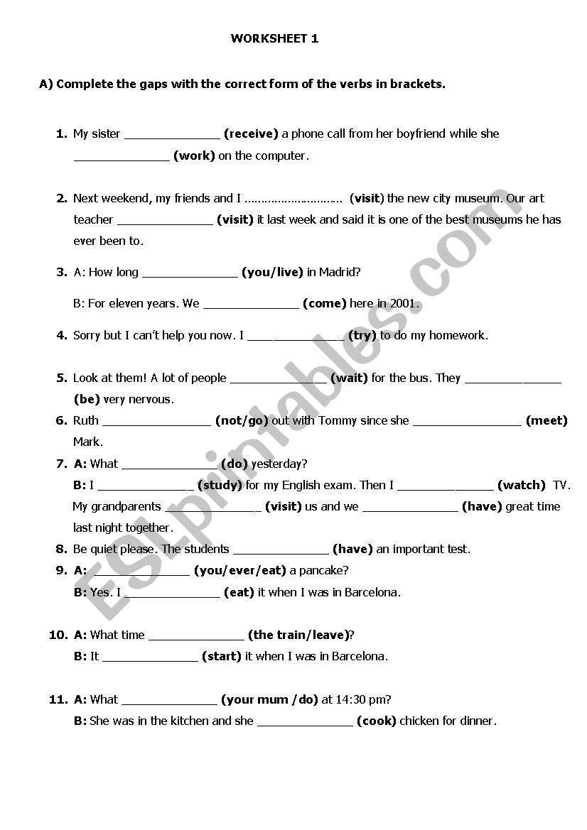 Mixed Tenses worksheet