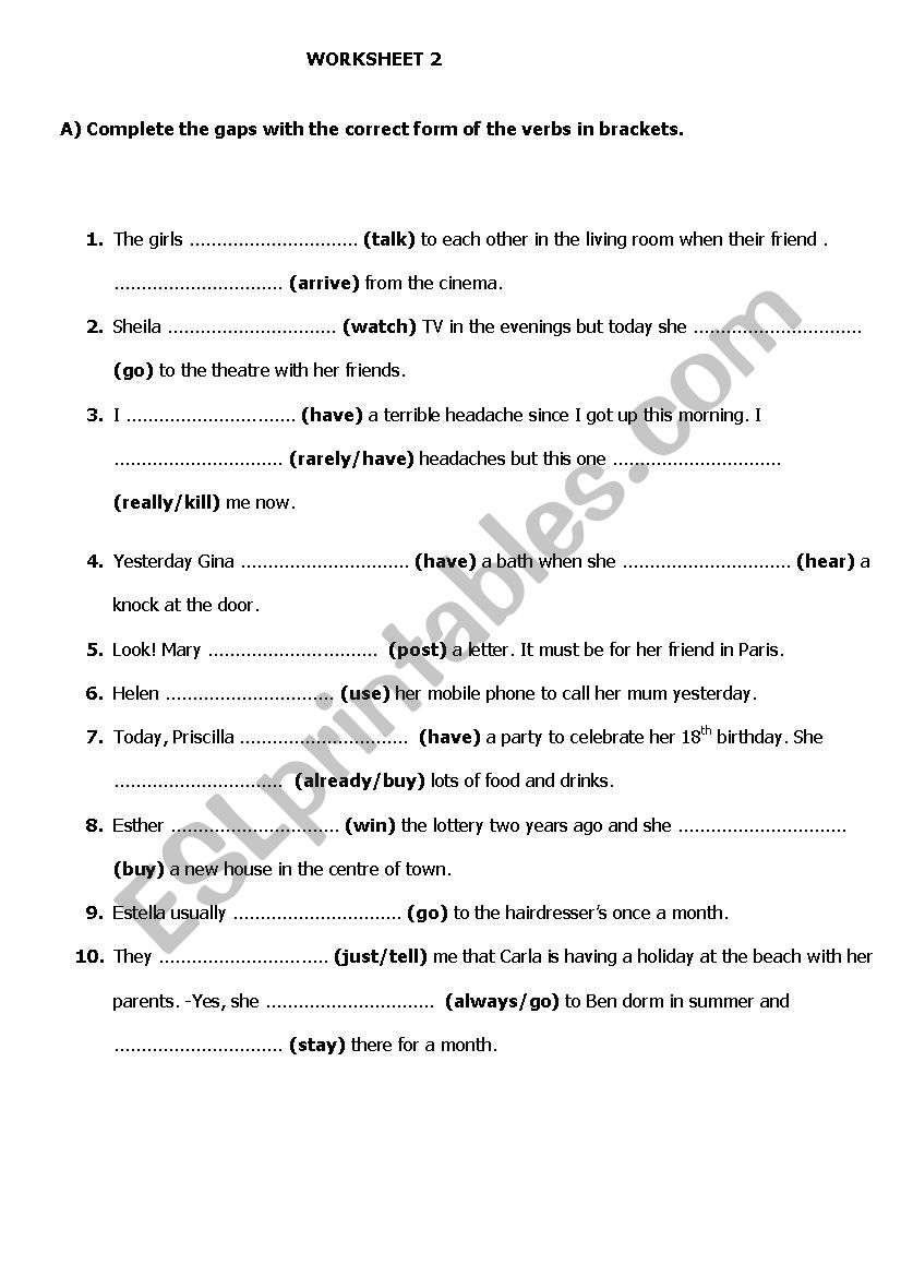 Mixed Tenses 2 worksheet