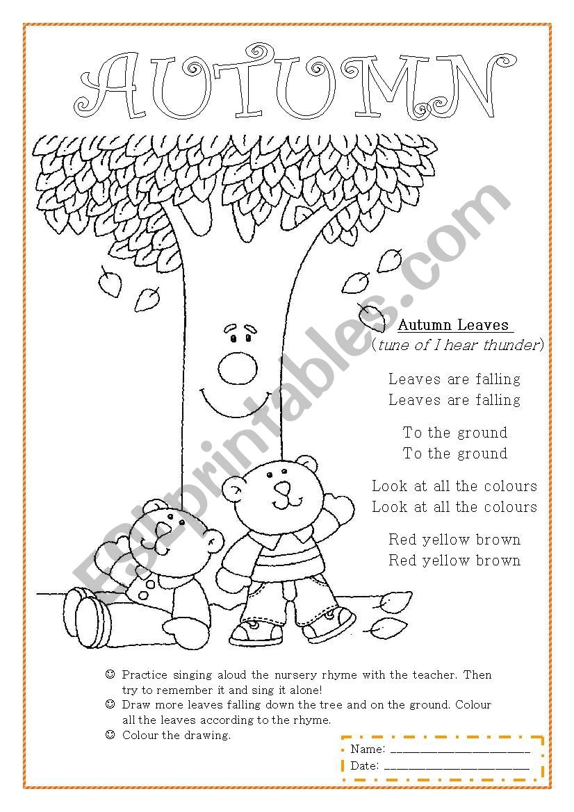 Autumn nursery rhyme worksheet