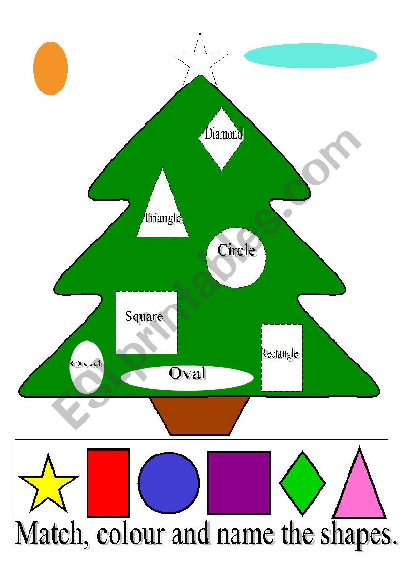 Christmas tree - shapes worksheet