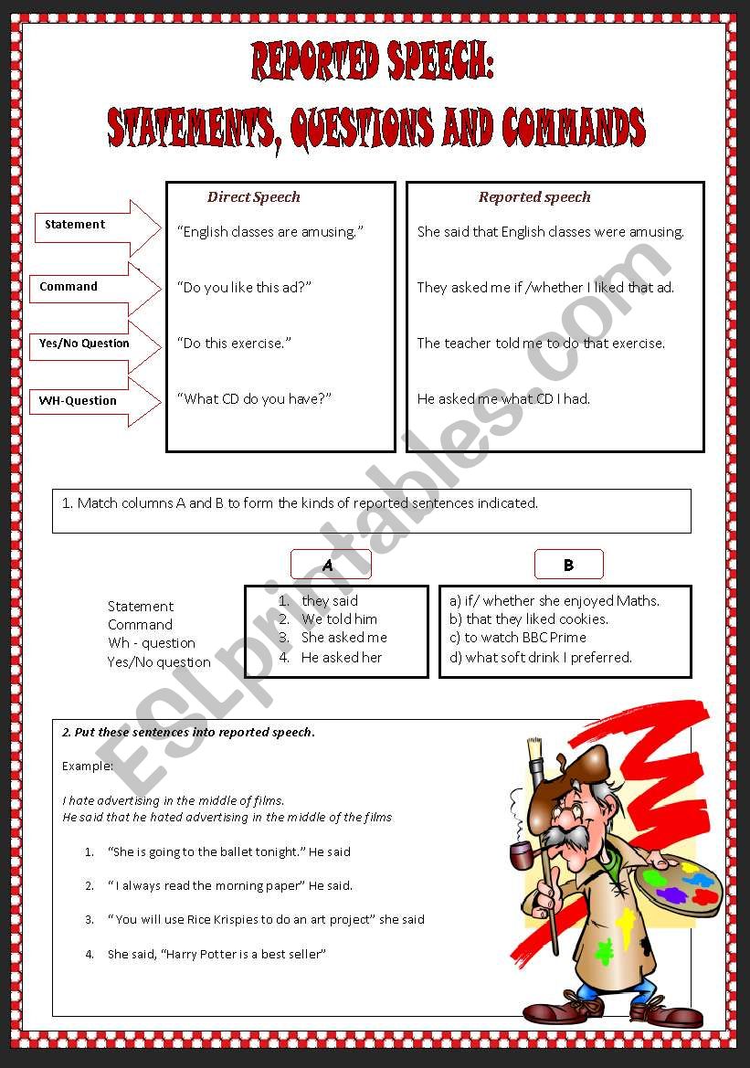 REPORTED SPEECH: STATEMENTS, QUESTIONS AND COMMANDS