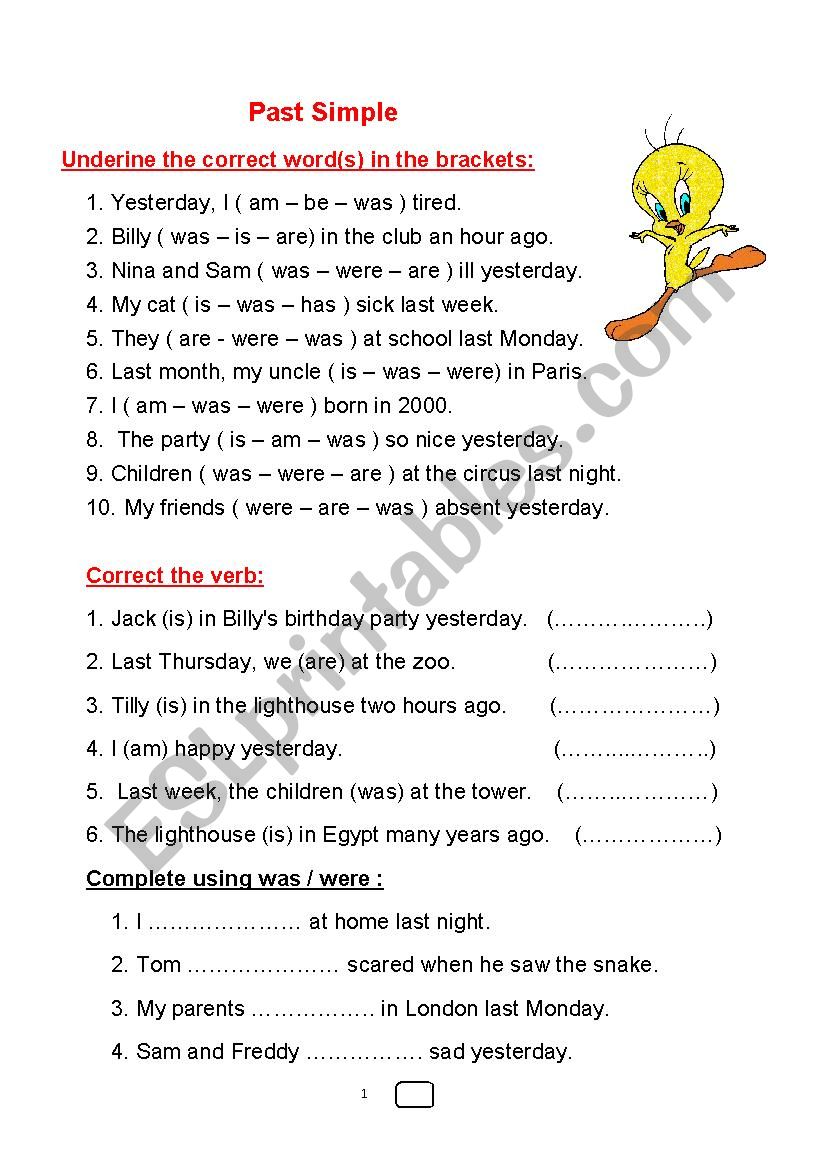 Past Simple exercises worksheet