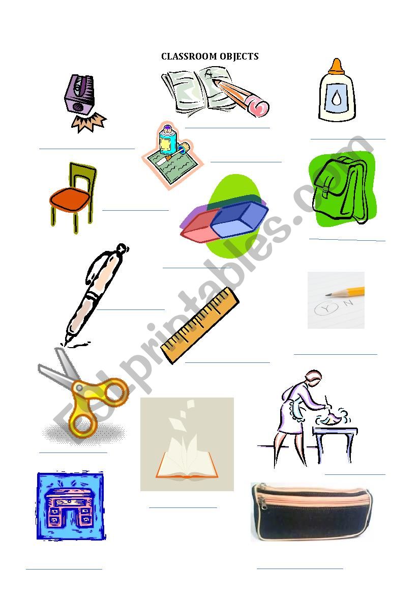 classroom objects worksheet
