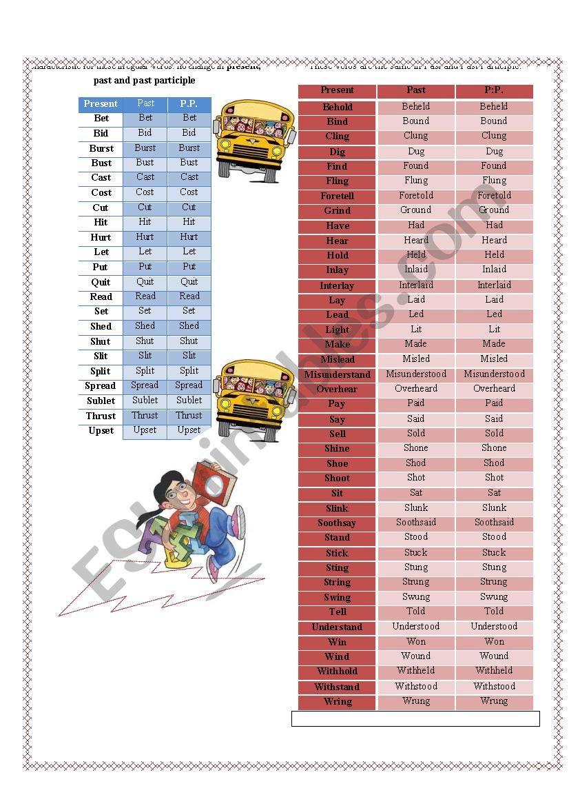 Characteristic for  irregular verbs