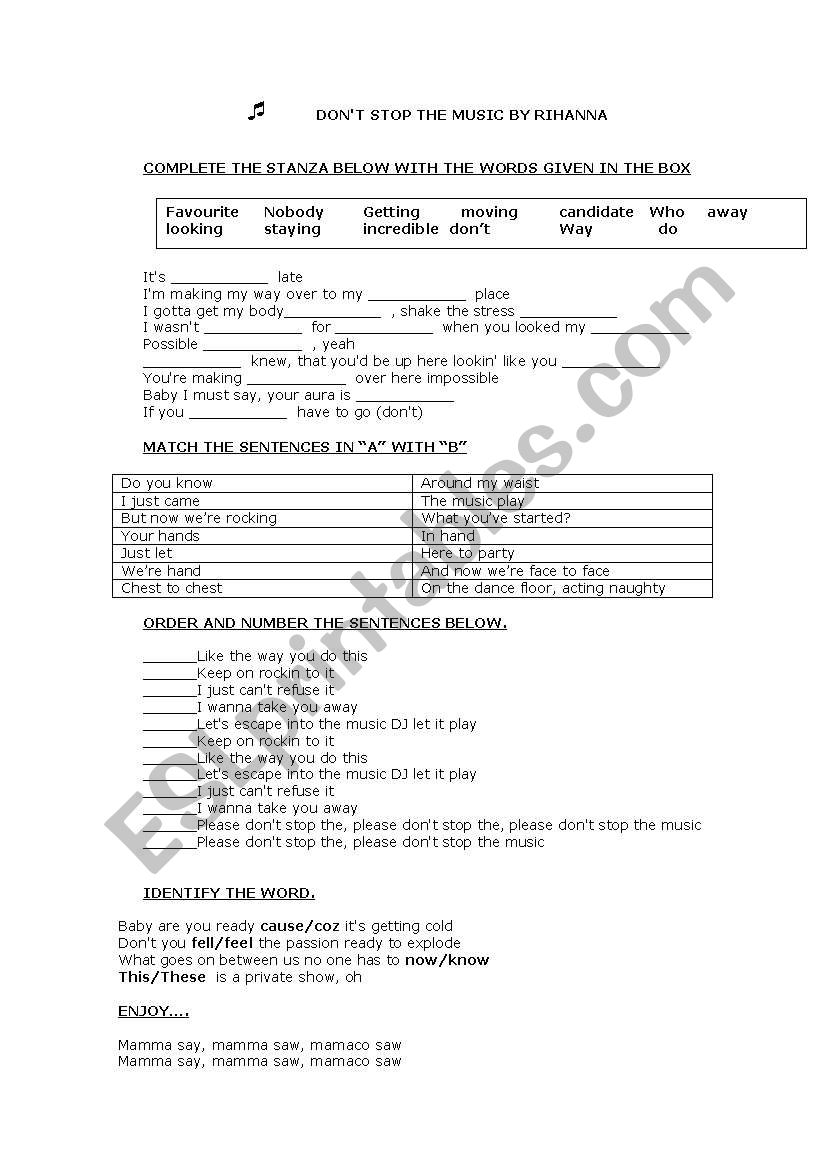 donÂ´t stop the music by rihanna