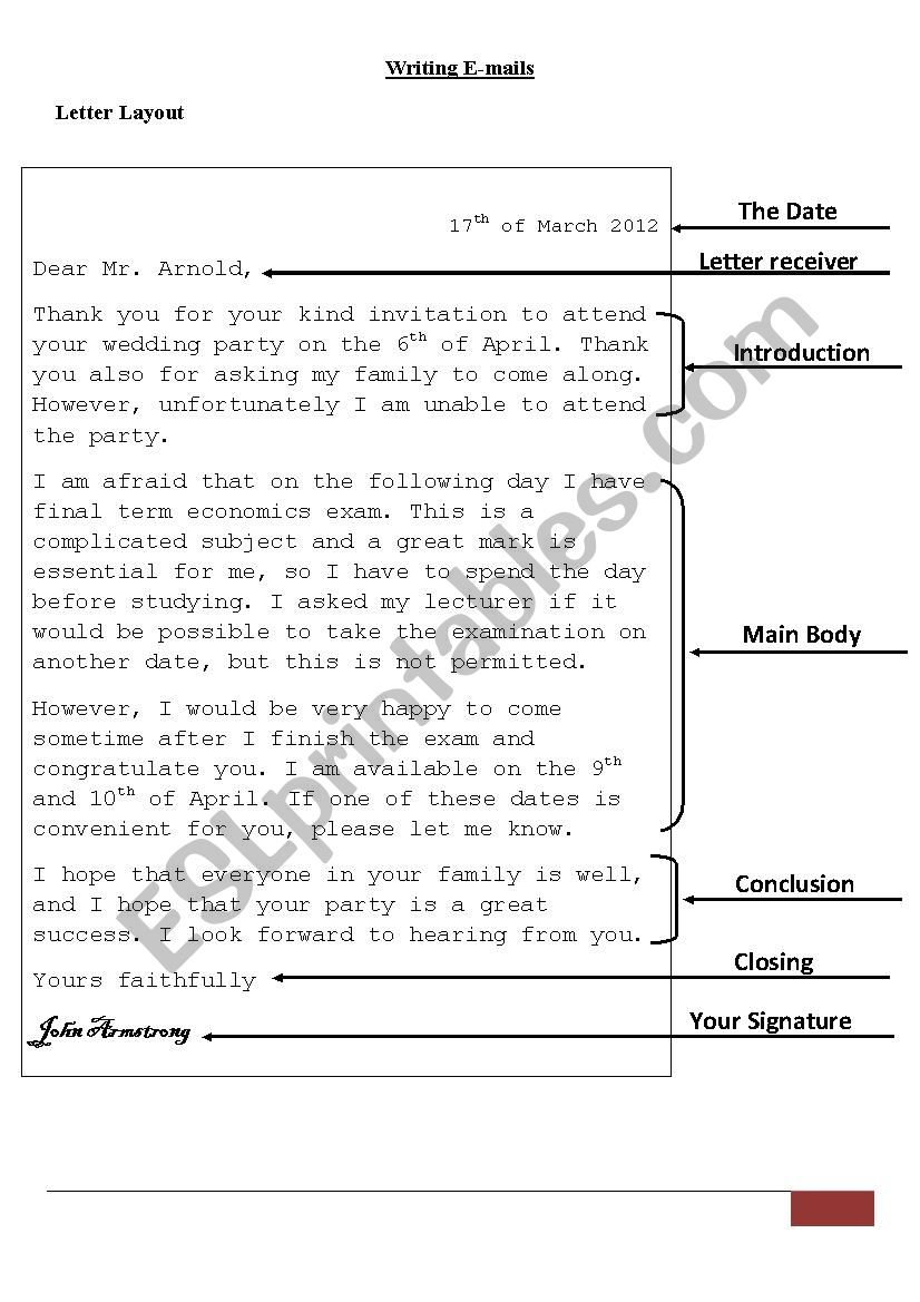 Writing E-mails worksheet