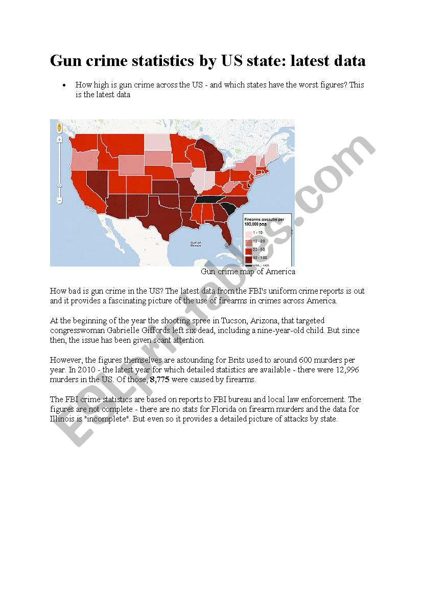 Gun Crime Statistics worksheet