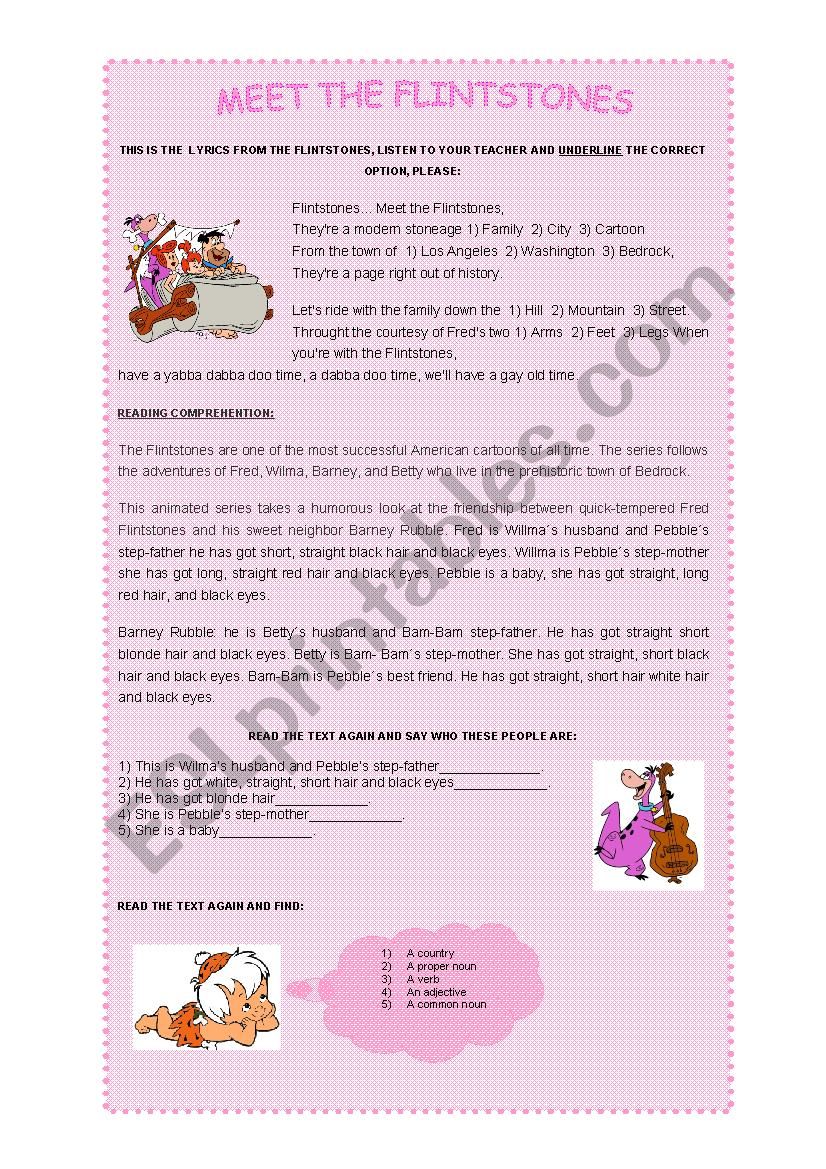 meet the flintstones worksheet