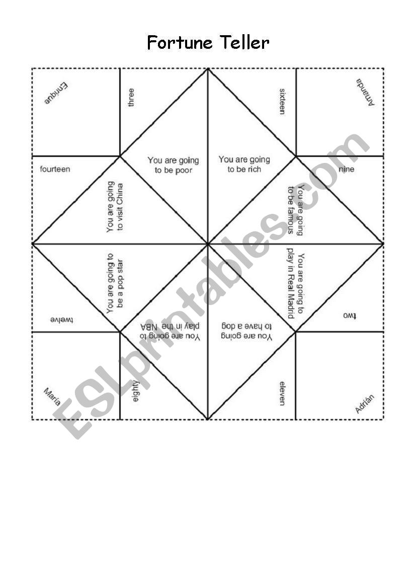 Fortune Teller worksheet