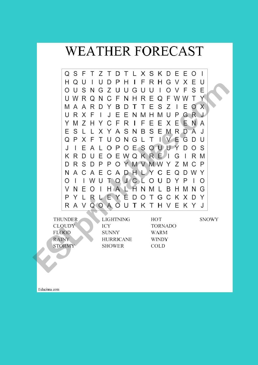 weather wordsearch worksheet