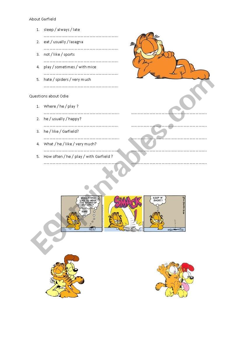 Garfield present simple and adverbs of frequency