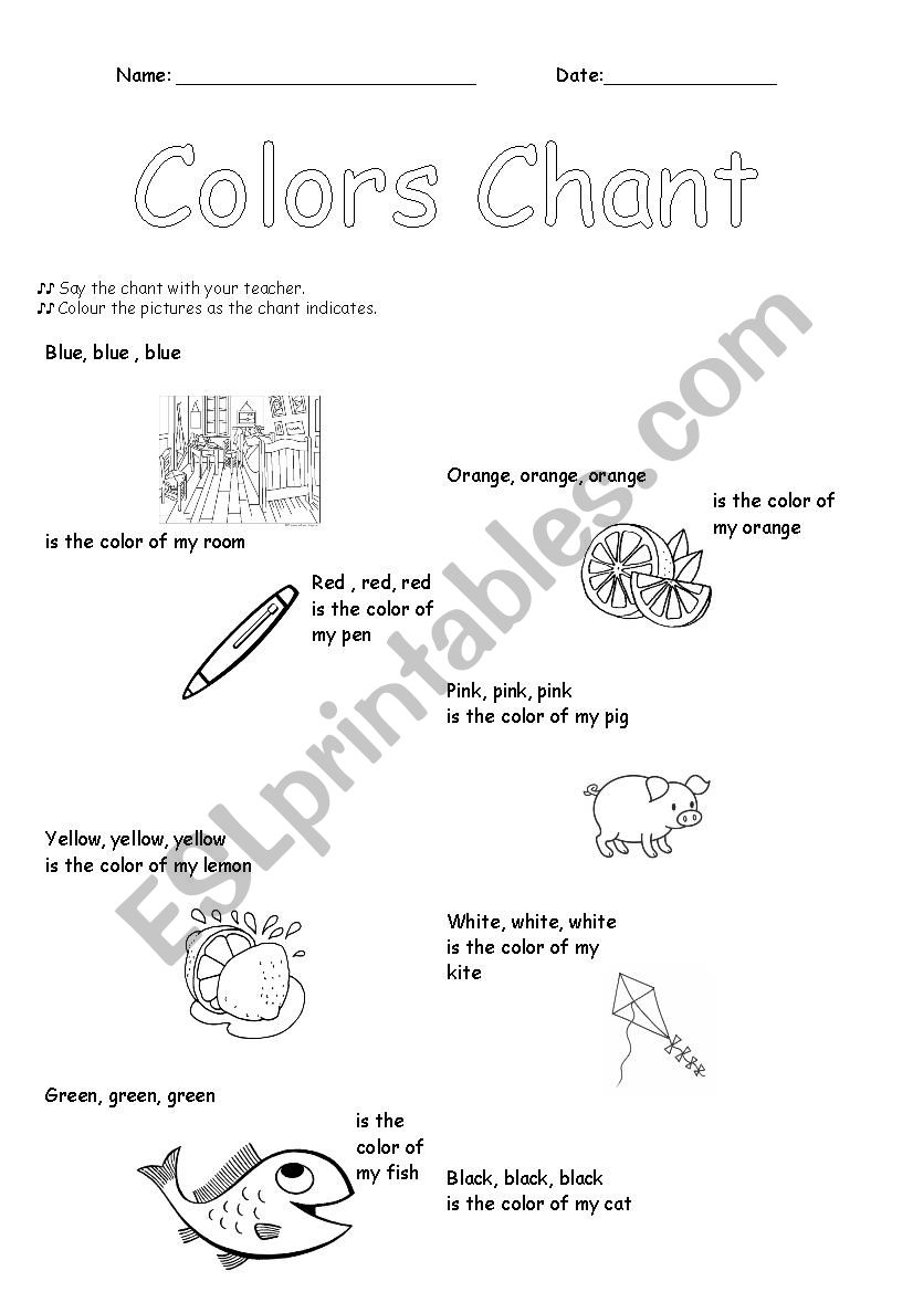 Colors Chant worksheet