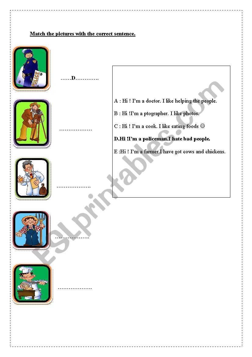 Jobs worksheet