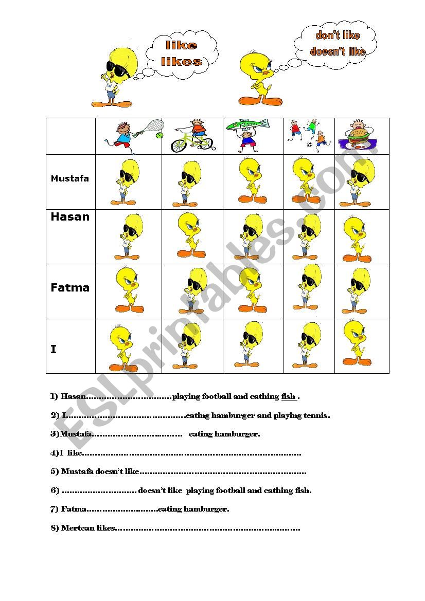 my favourite activities worksheet