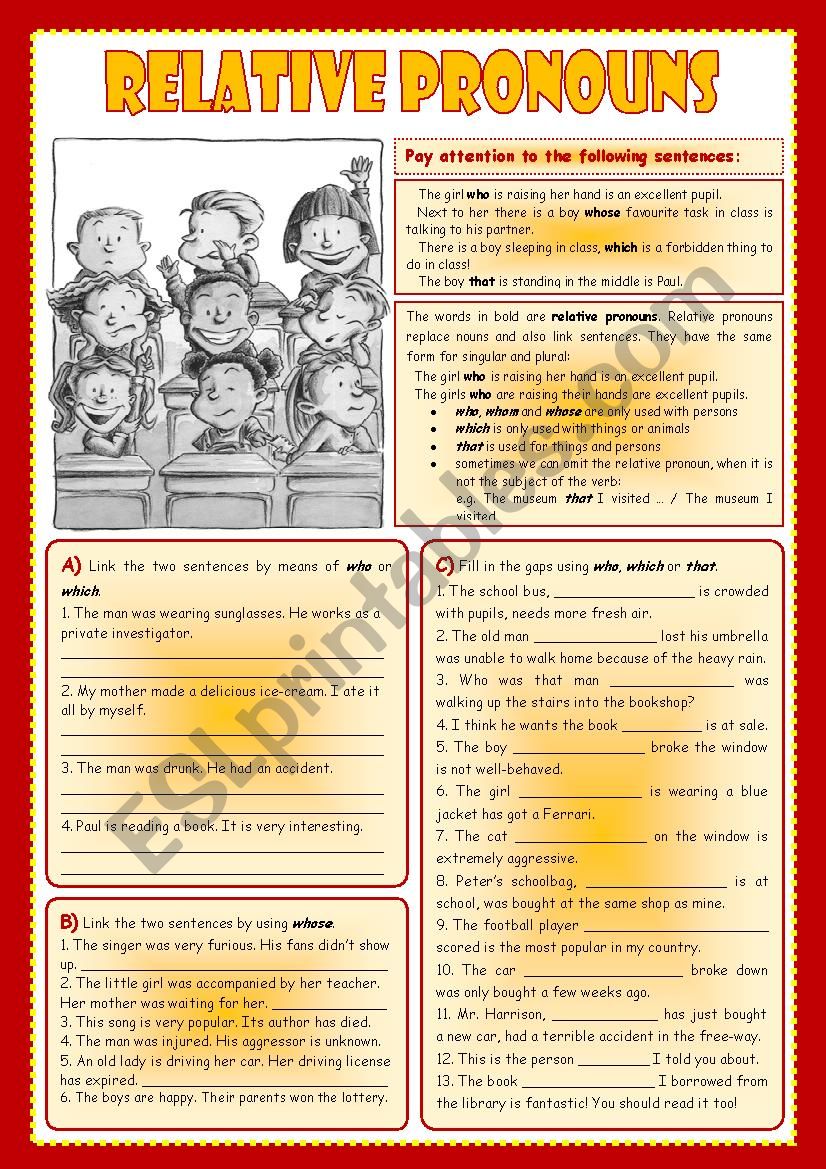 Relative Pronouns worksheet