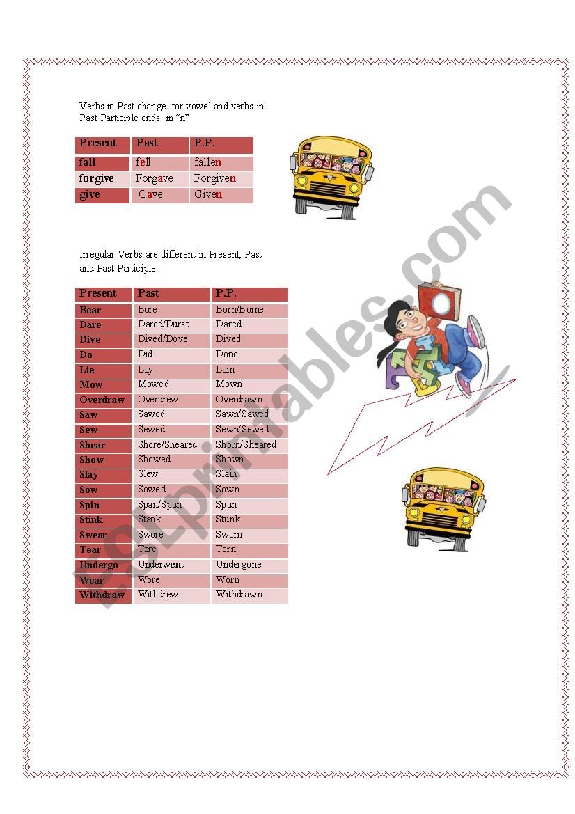 Characteristic for these irregular verbs