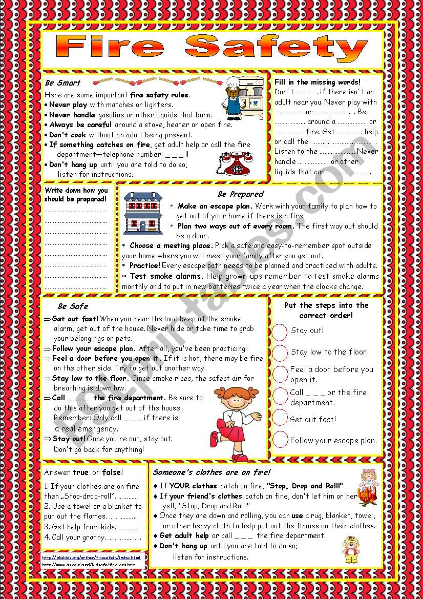 Fire Safety (KEY icluded) worksheet