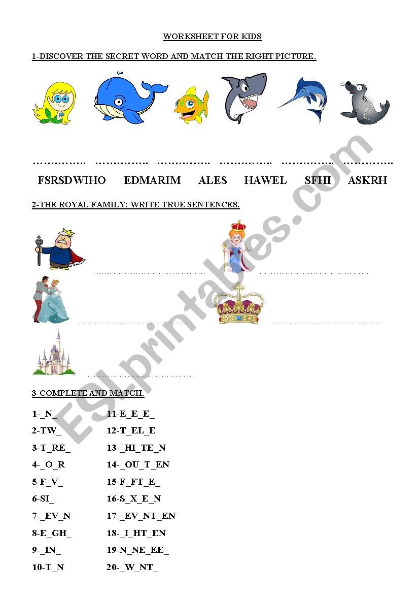 Worksheet for kids worksheet