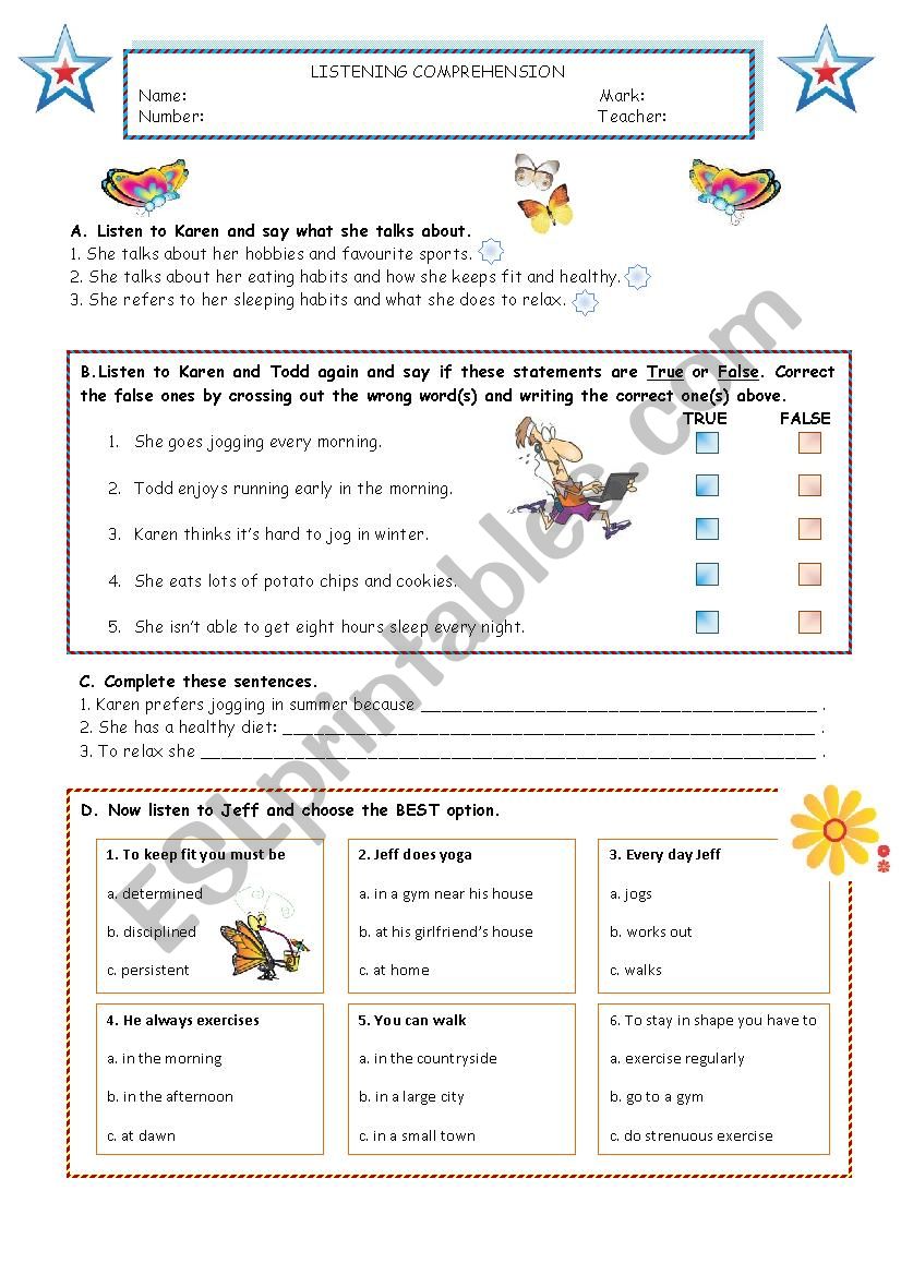 Listening Comprehension - Keeping Fit