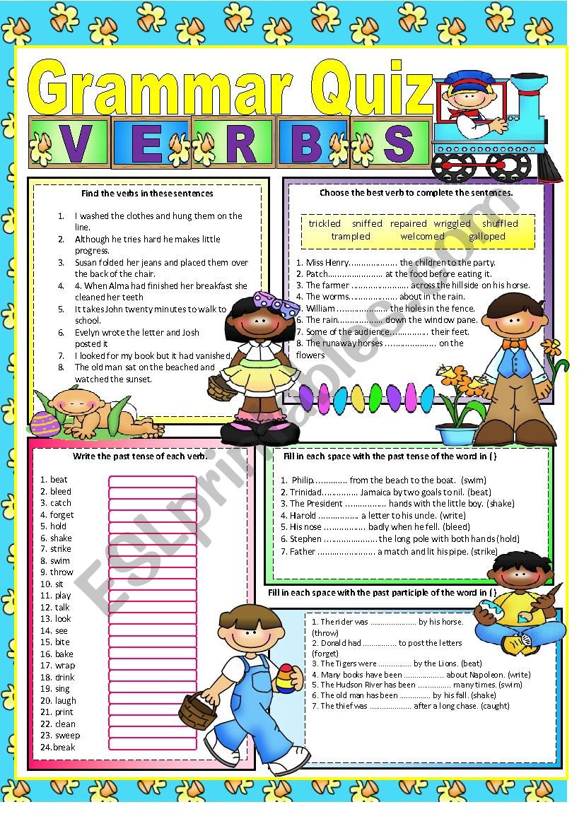 GRAMMAR QUIZ - VERBS worksheet