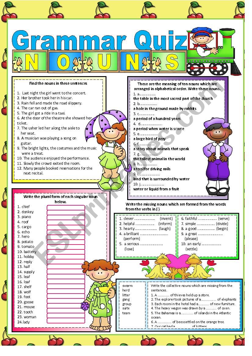 GRAMMAR QUIZ - NOUNS worksheet