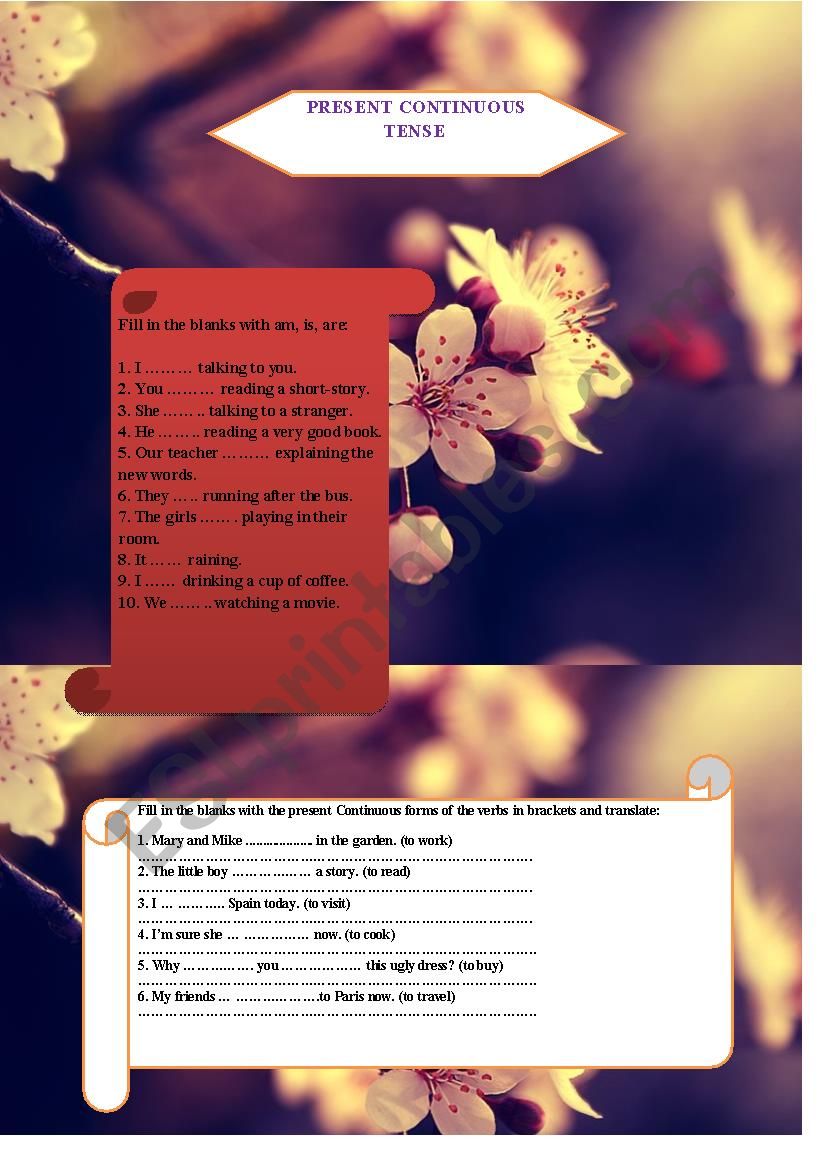 PRESENT CONTINUOUS worksheet