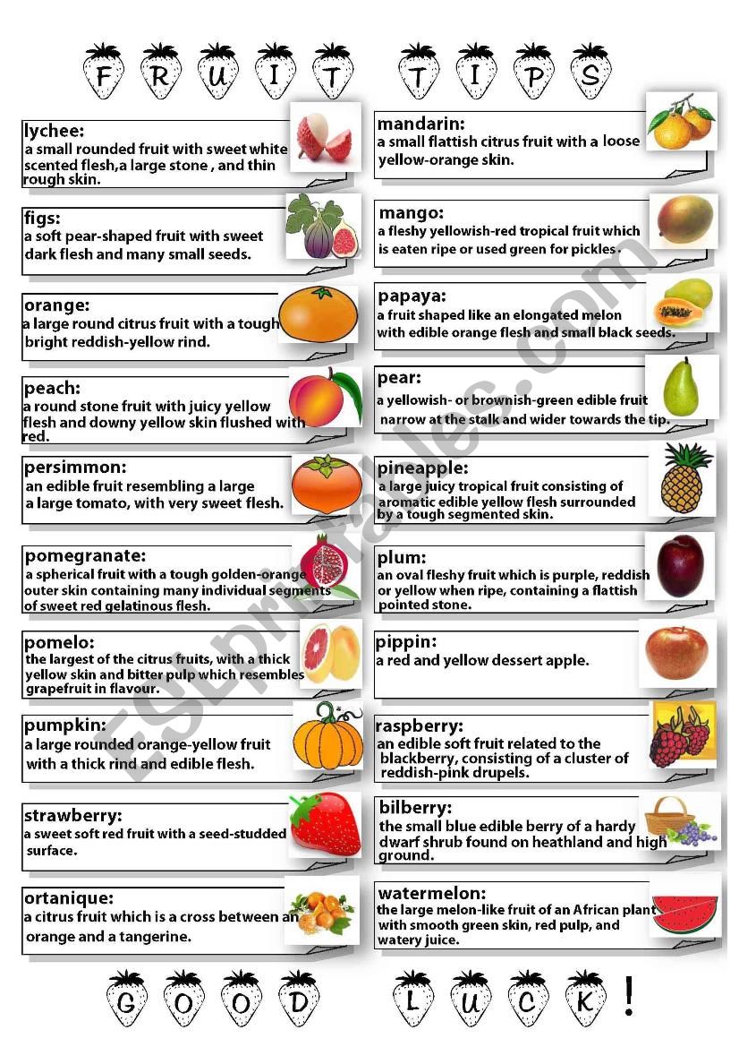 20 fruit-tips part2 worksheet