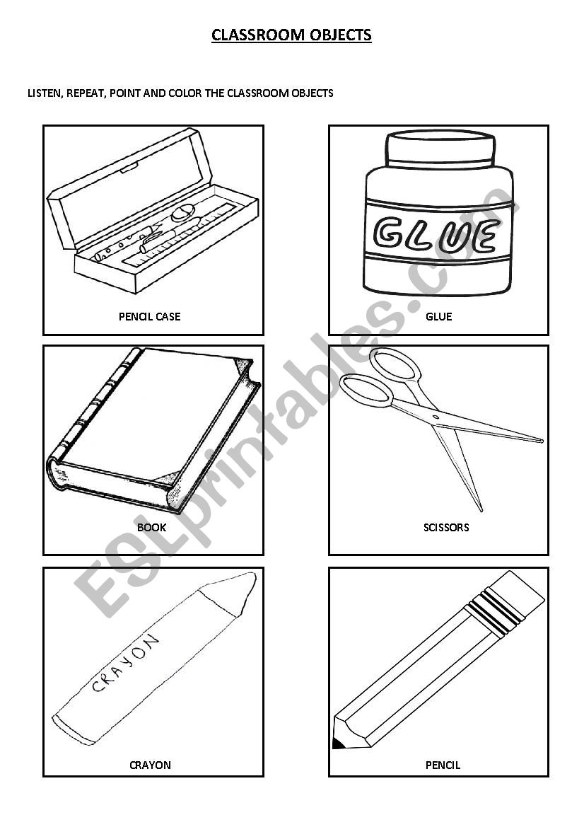 Classroom Objects worksheet