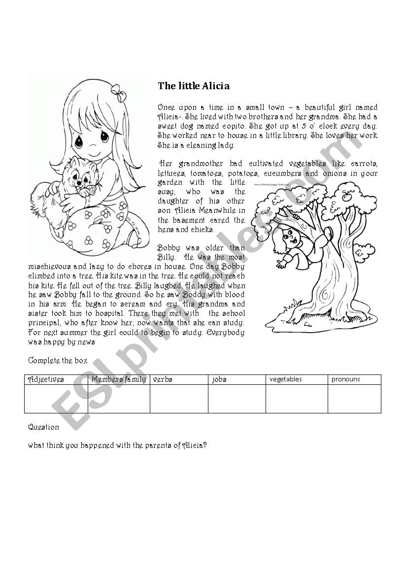 The little Alicia worksheet