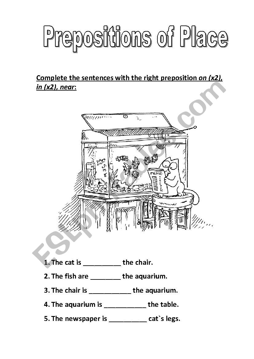 Prepositions of Place worksheet