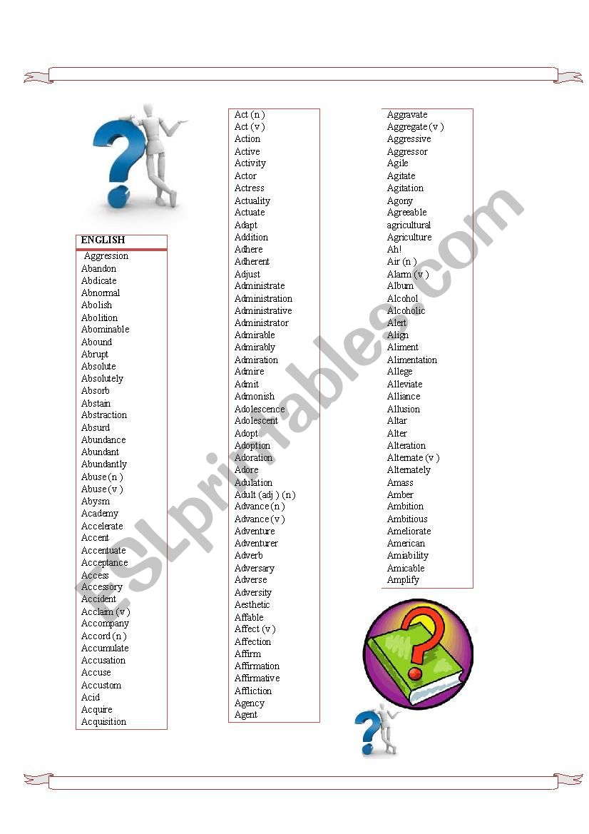 Cognates (a) worksheet