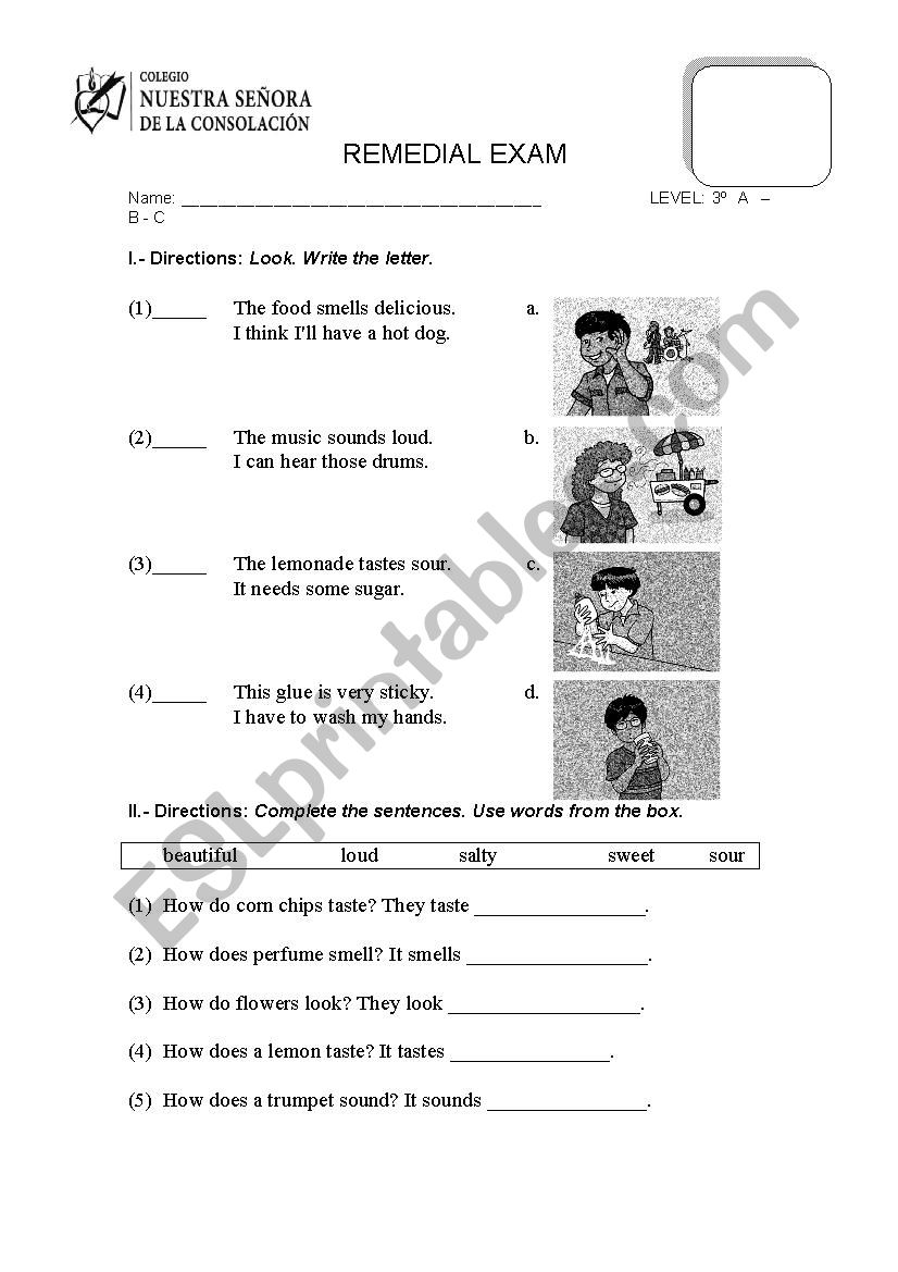 THE FIVE SENSES worksheet