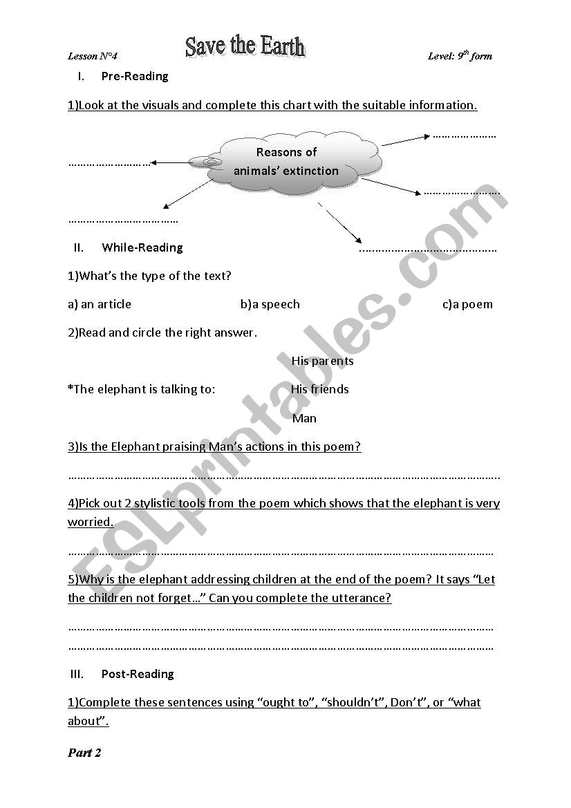 Endangered Species Part 2 worksheet