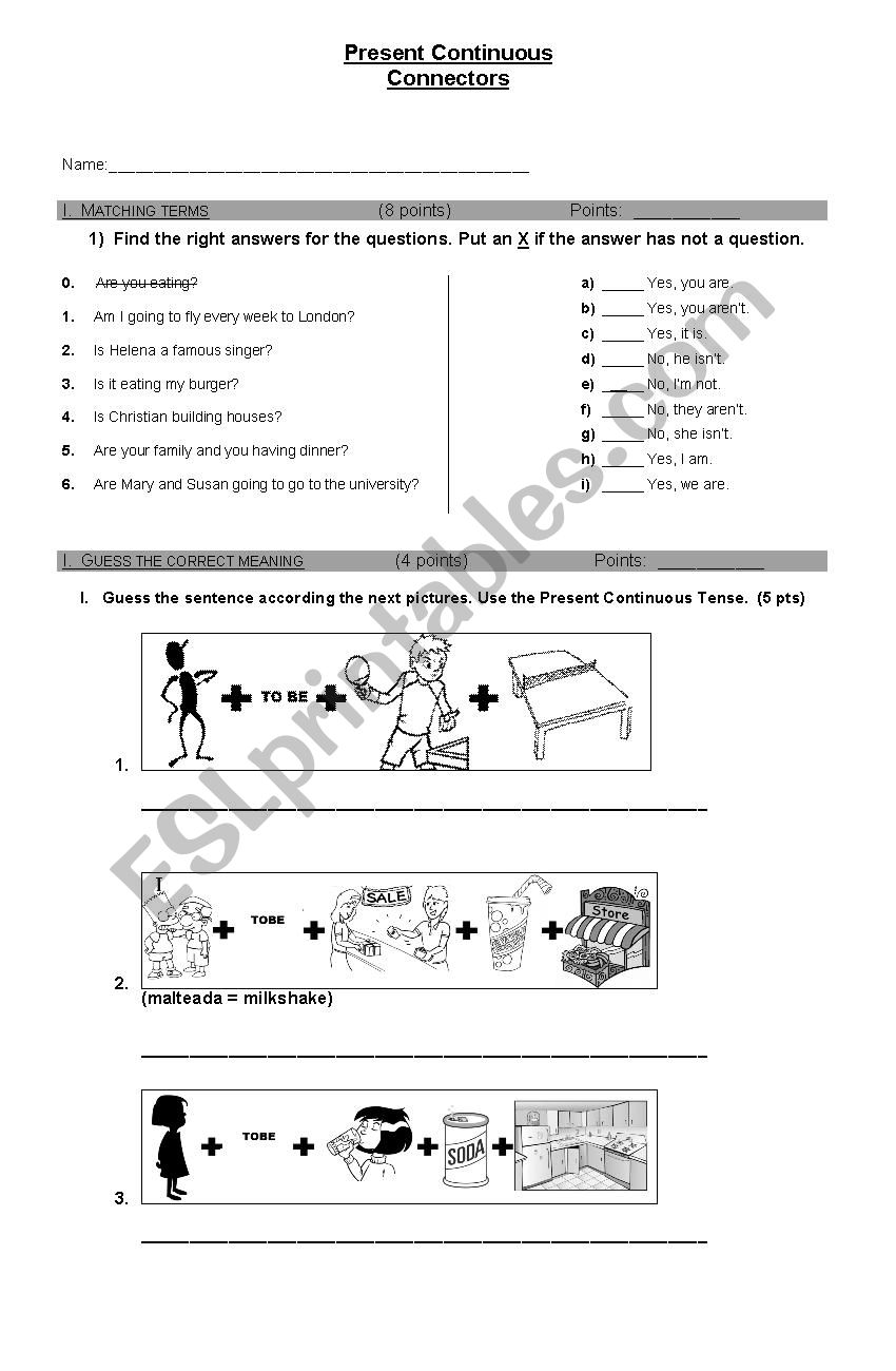 Present Continuous Exercises worksheet